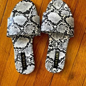 Snake print sandal slides